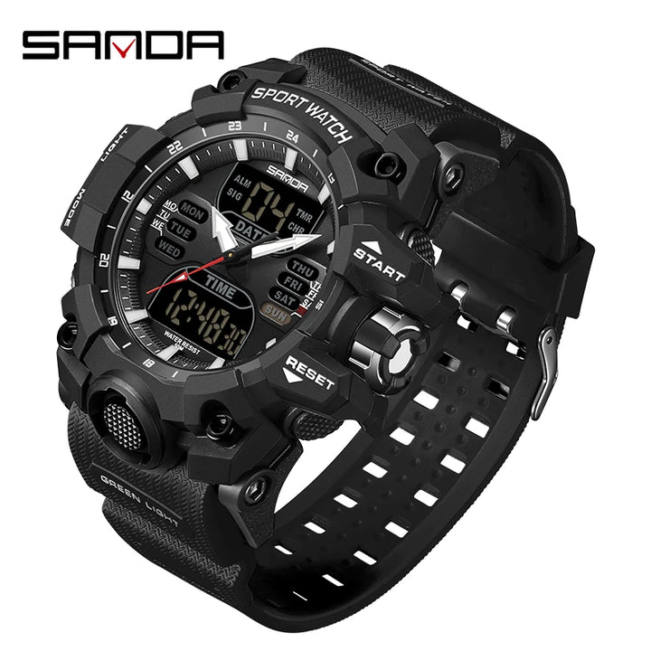 SANDA Luxury G Style Men's Electronic Watch Outdoor Sports LED Analog