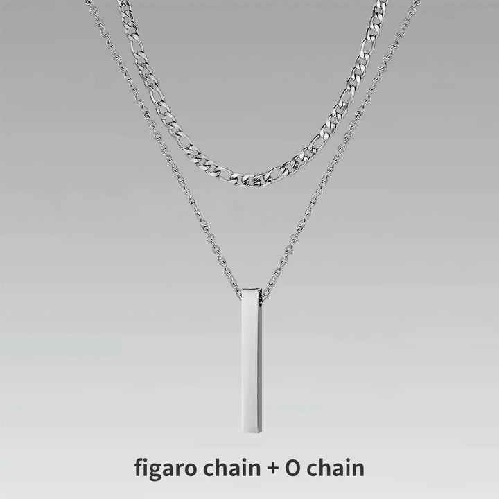 Vnox 3D Vertical Bar Necklaces for Men, Layering Stainless Steel Geometric