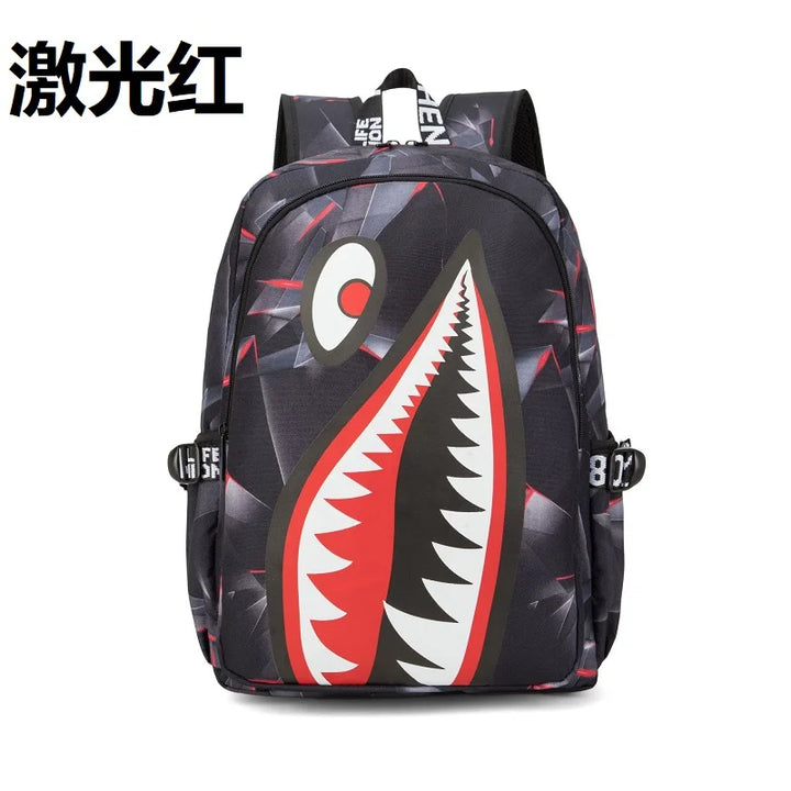 Designer shark mouth school backpacks college student girl boys waterproof