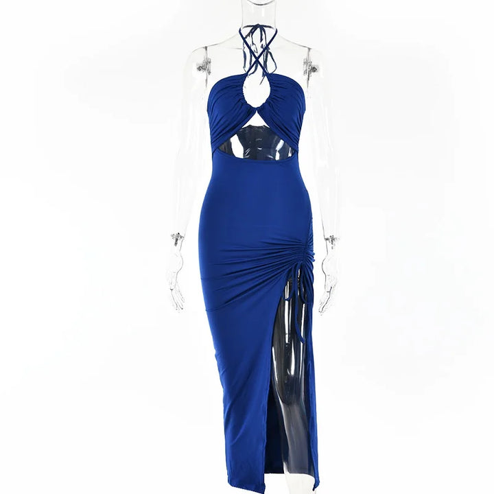 Sleeveless Sexy Female Midi Backless Dresses Slim Night Club Party Women's