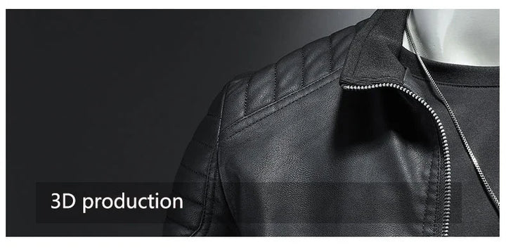 Men standing collar Jacke, leather motorcycle jacket men