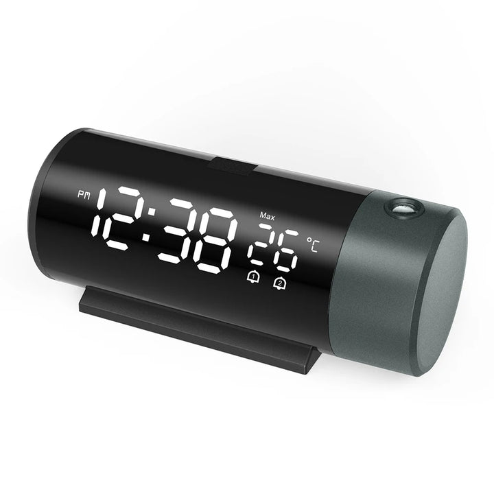 Digital Projection Alarm Clock With Temperature 180°Rotation USB Electronic