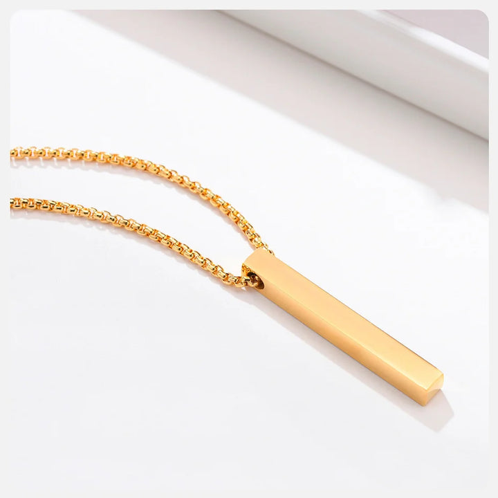 Vnox 3D Vertical Bar Necklaces for Men, Layering Stainless Steel Geometric