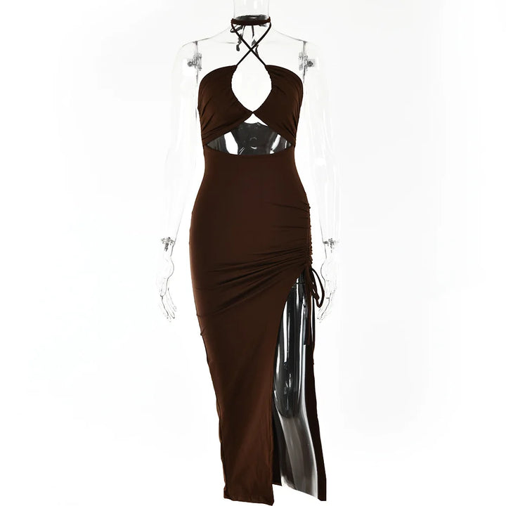 Sleeveless Sexy Female Midi Backless Dresses Slim Night Club Party Women's