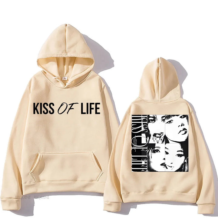 Kiss of Life Midas Touch Double-sided Printing Hooded Hip Hop Fleece Sweatshirt