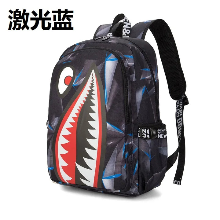 Designer shark mouth school backpacks college student girl boys waterproof