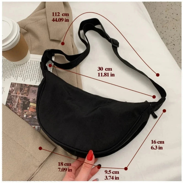 Women Shoulder Bags Solid Color Nylon Dumpling Messenger Bag 2025