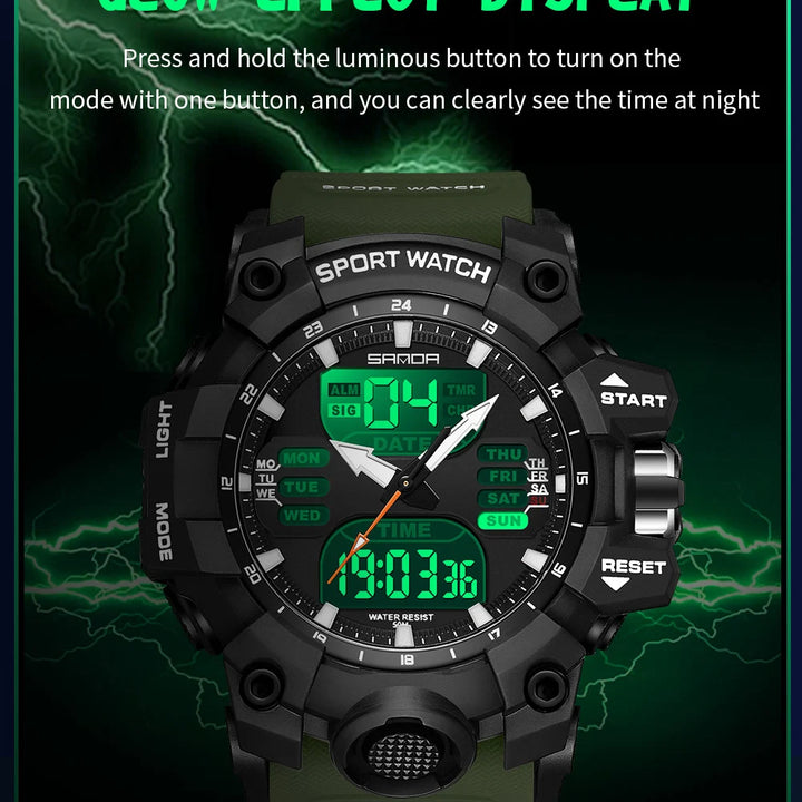 SANDA Luxury G Style Men's Electronic Watch Outdoor Sports LED Analog