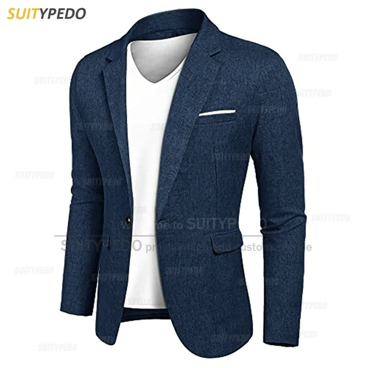 Fashion Navy Blue Jacket For Men Evening Dinner Formal Costumes Wedding