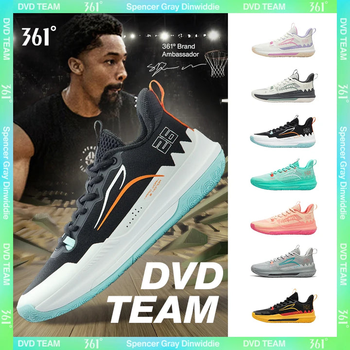 361 Degrees DVD Team Basketball Shoes Low-top Wear-resistant Non-slip