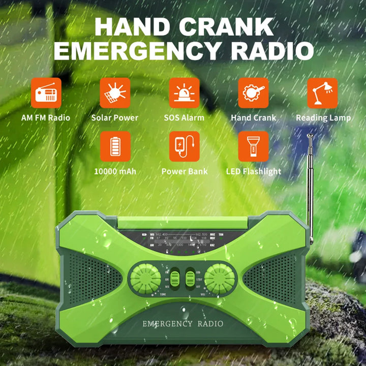 Hot Emergency Radio 10000mAh Weather Solar Hand Crank Radio AM/FM LED Flashlight