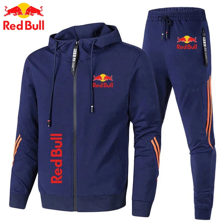 2025Red Bull Logo Men's Hoodie Set 2-piece New Red Bull Printed Jacket Men's