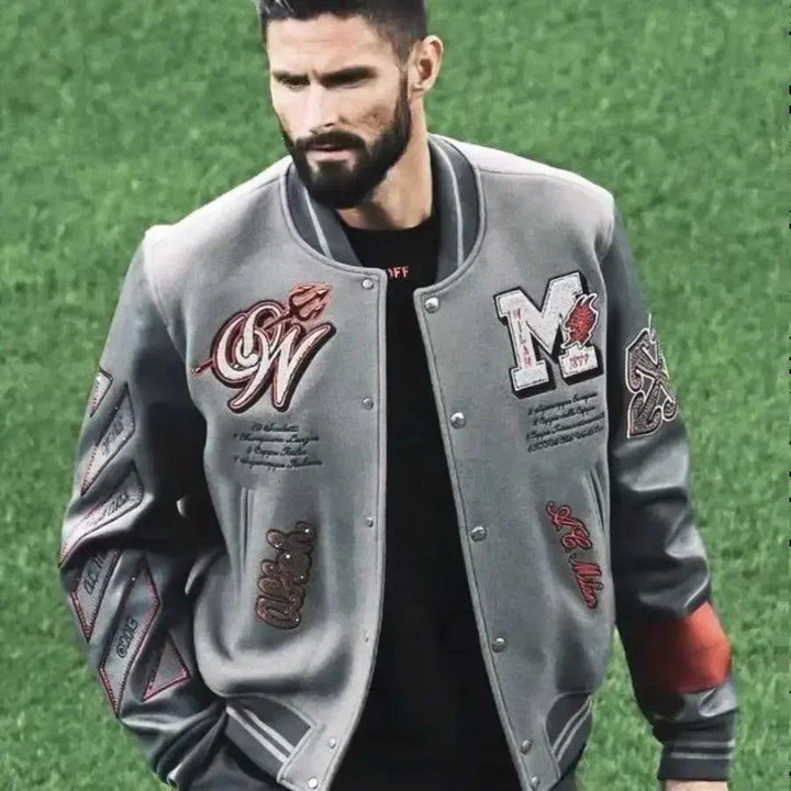 Trendy Soccer Fashion New Men's Embroidered Bomber Jacket Hip Hop Letter