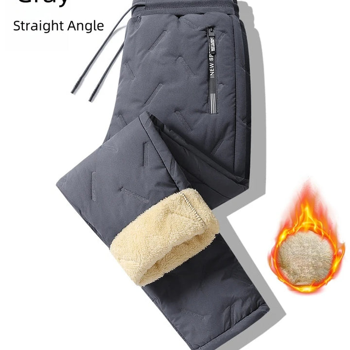 UETEEY Winter Fleece Pants Men Lambswool Thicken Warm Waterproof