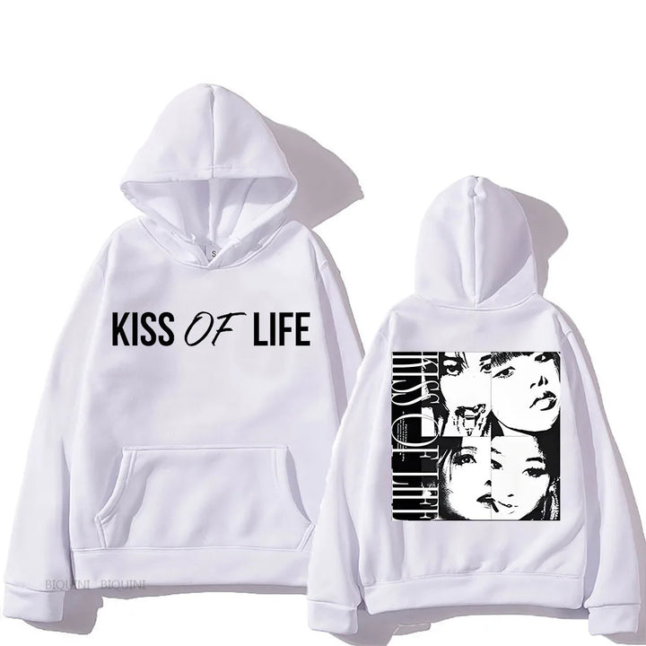 Kiss of Life Midas Touch Double-sided Printing Hooded Hip Hop Fleece Sweatshirt