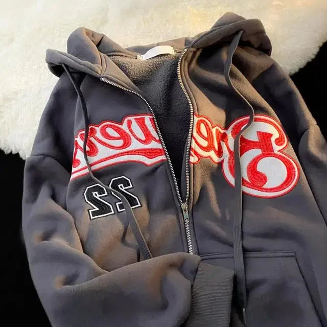 Letter Printing Hoodies Women High Street LooseSimple Sweatshirts Vintage