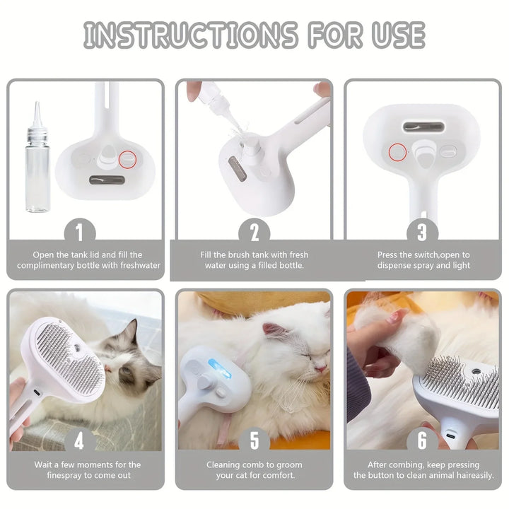 3-in-1 Electric Dog and Cat Hair Brush fo straightening and Comforting Pet Hair.