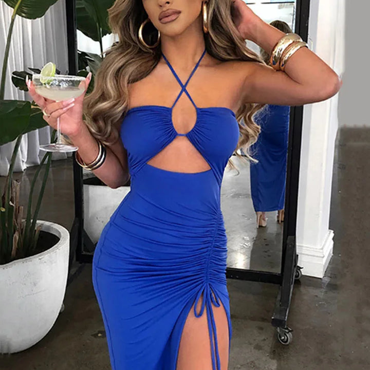 Sleeveless Sexy Female Midi Backless Dresses Slim Night Club Party Women's