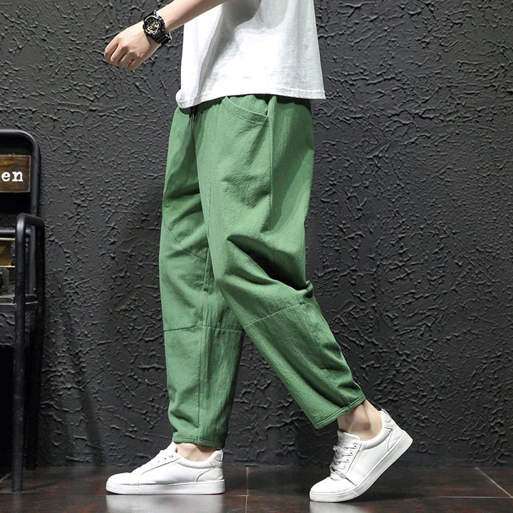 100% Cotton Ankle Length Pants Summer Casual Pants Man Trendy