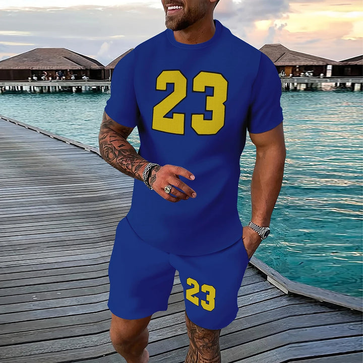 2025 Fashion Trendy Handsome Men's T-shirt Shorts Two-piece Summer Casual