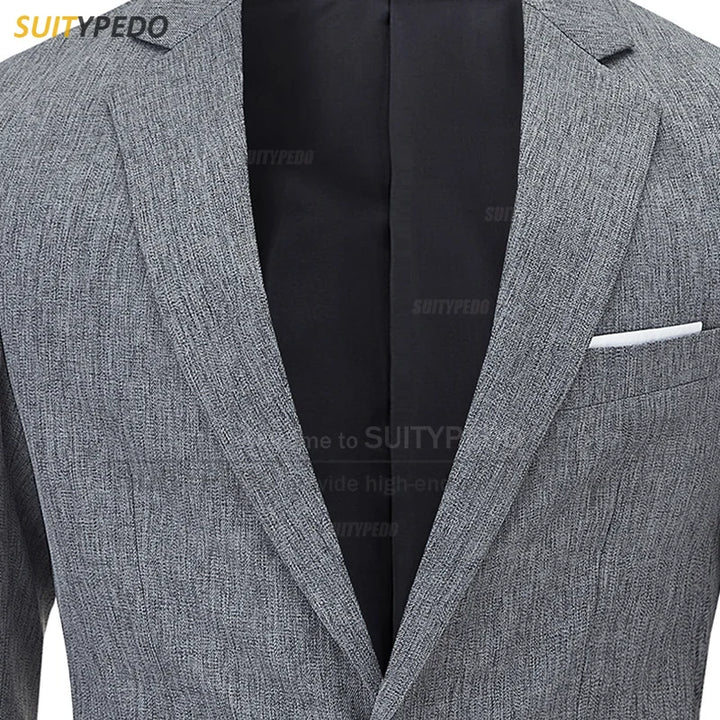 Fashion Navy Blue Jacket For Men Evening Dinner Formal Costumes Wedding