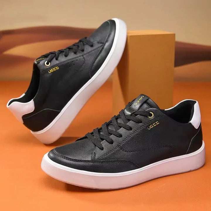 Fashion Genuine Leather Men White Sneakers Breathable Comfort Classic