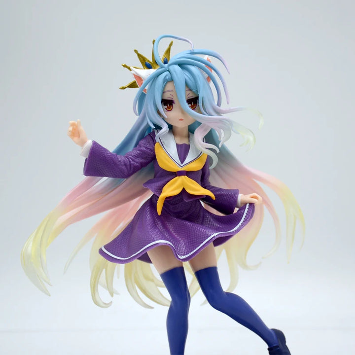 Game No Life Anime Girl Figure Shiro Cat Ear School Uniform