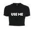 USE ME Sexy TShirt Women Black Short Crop Bandage Tee Tops Summer Fashion Girls