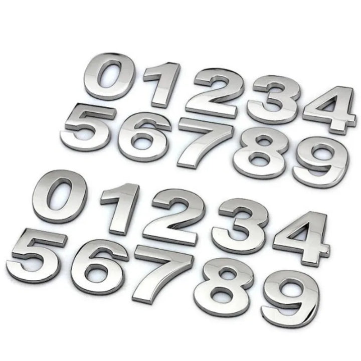 1Pcs 25mm Car Number Letters Decoration Chrome Stickers 3d Metal Alloy