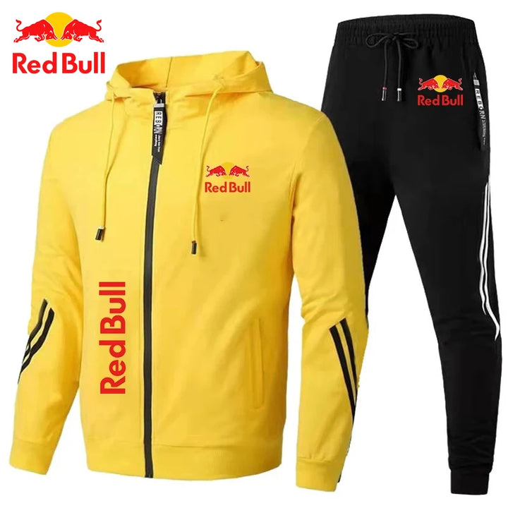 2025Red Bull Logo Men's Hoodie Set 2-piece New Red Bull Printed Jacket Men's