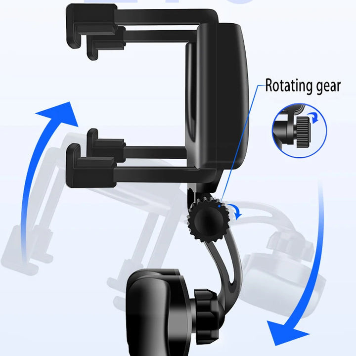 360° Car Mirror Telescopic Smart Phone Holder Mount Mobile Support