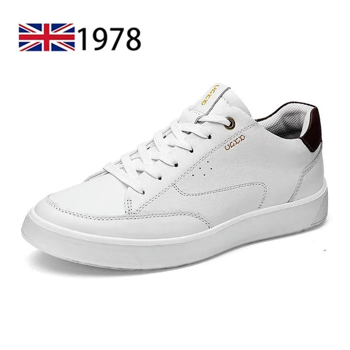 Fashion Genuine Leather Men White Sneakers Breathable Comfort Classic