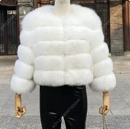 Long Sleeve Faux Fur Coat 2025 Winter Women Fashion Thick Warm Fuzzy