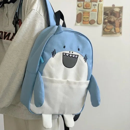 Designer shark mouth school backpacks college student girl boys waterproof