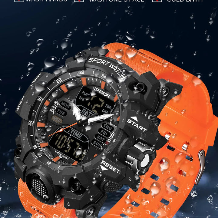 SANDA Luxury G Style Men's Electronic Watch Outdoor Sports LED Analog