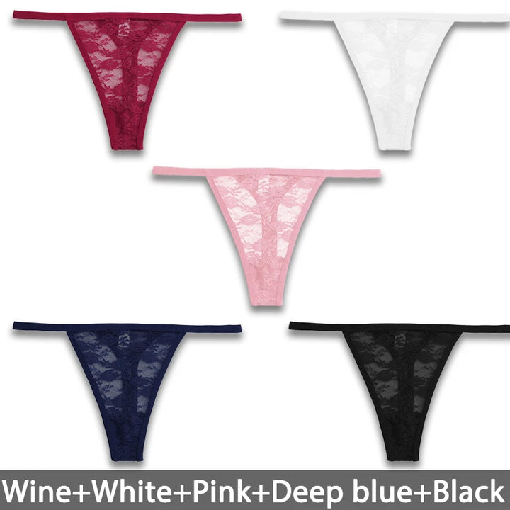 5Pcs Sexy Women's G-String Lace Panties Floral Lingerie Woman Panties Sexy