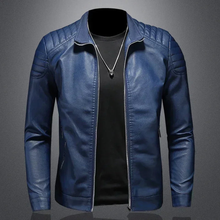 Men standing collar Jacke, leather motorcycle jacket men