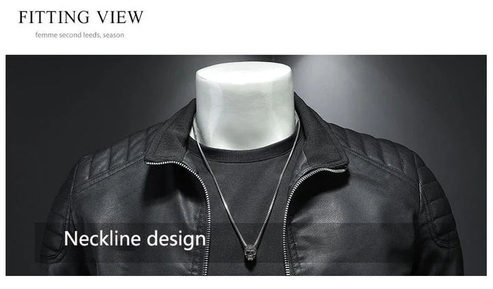 Men standing collar Jacke, leather motorcycle jacket men