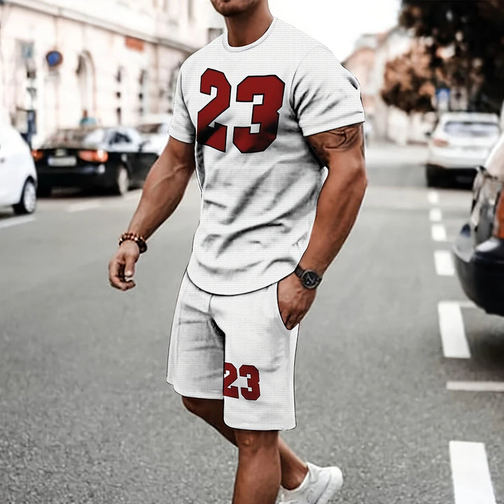 2025 Fashion Trendy Handsome Men's T-shirt Shorts Two-piece Summer Casual