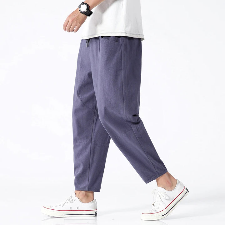 100% Cotton Ankle Length Pants Summer Casual Pants Man Trendy