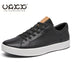 Spring Summer Flat Genuine Leather Mens Casual Shoes Soft  Black Fashion Male