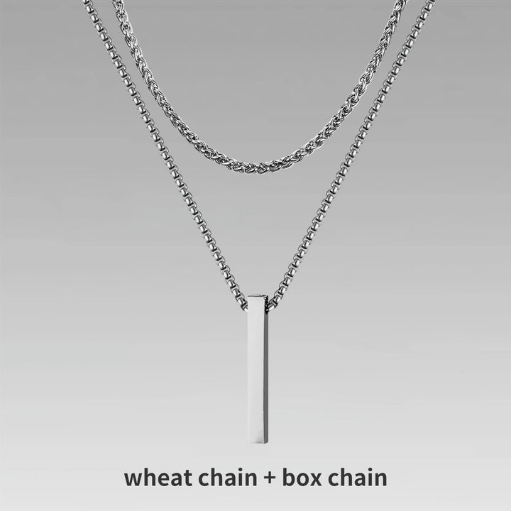 Vnox 3D Vertical Bar Necklaces for Men, Layering Stainless Steel Geometric