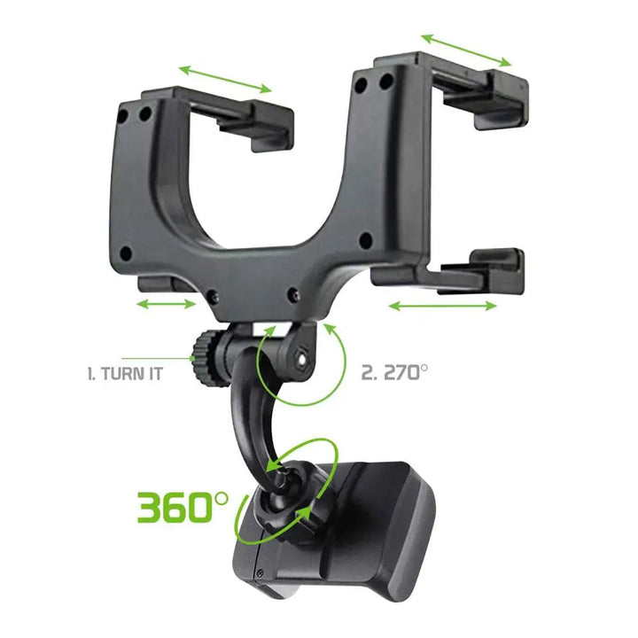 360° Car Mirror Telescopic Smart Phone Holder Mount Mobile Support