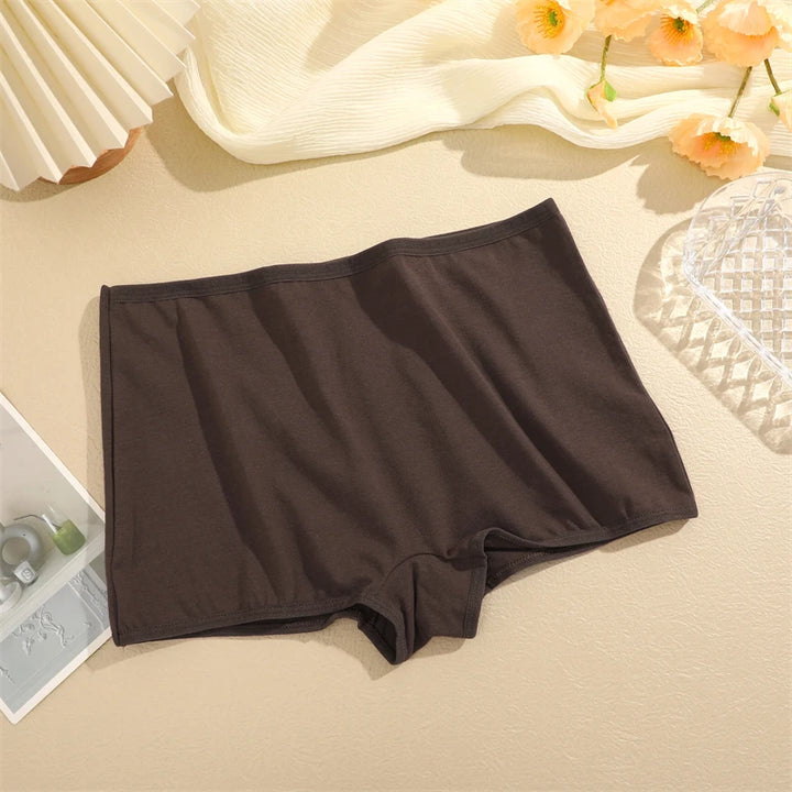 New Women's Panties Cotton Seamless Sports Boxers Underwear Female Solid Color