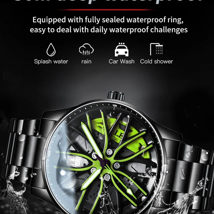 OLEVS Wheel Men's Luxury Watch Waterproof Rotary