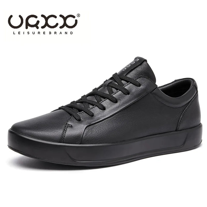 Spring Summer Flat Genuine Leather Mens Casual Shoes Soft  Black Fashion Male