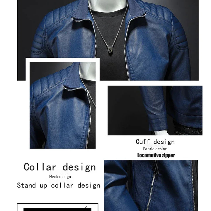 Men standing collar Jacke, leather motorcycle jacket men