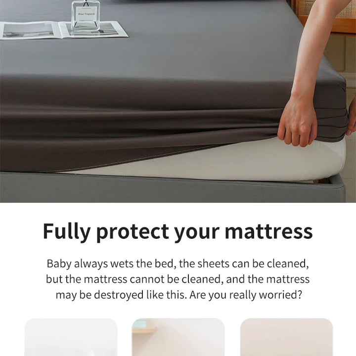 Waterproof Fitted Bed Sheet With 360 Elastic Band Mattress protector Cover Bedspreads for Single Double King Queen Size Bedsheet