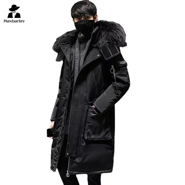 Winter Large Collar Men's Parka Down Jacket 2025 Men's Mid Length