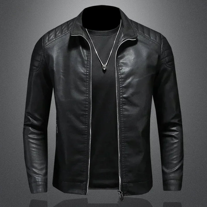 Men standing collar Jacke, leather motorcycle jacket men